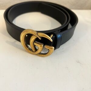 Gucci Black Belt with Gold GG Buckle